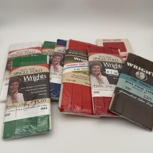 Wrights & Talon Single Fold Bias Tape Quilt Binding Lot Of 8 NEW